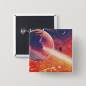 Extreme heteluchtballon op vulkanische helling vierkante button 5,1 cm (Voorkant /achterkant)