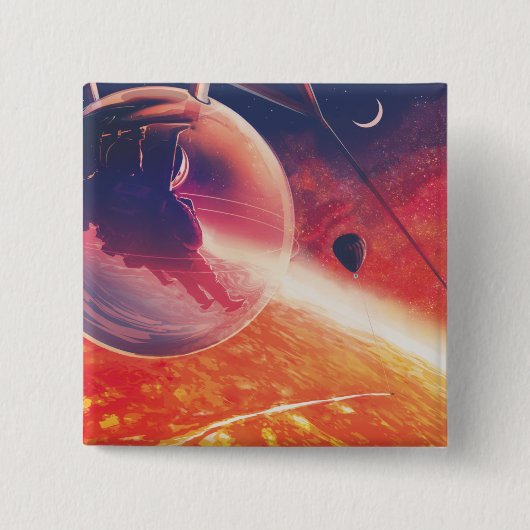 Extreme heteluchtballon op vulkanische helling vierkante button 5,1 cm (Voorkant)