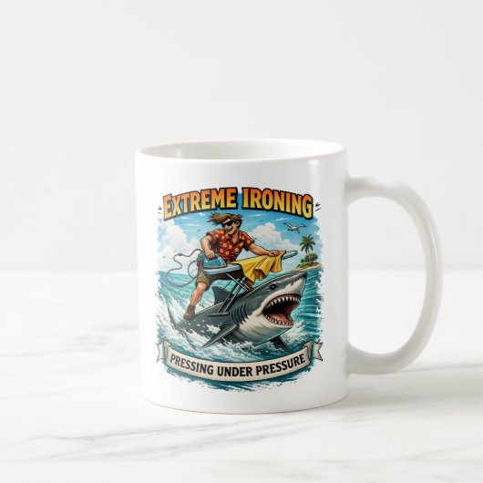 Extreme Ironing Shark Mug Koffiemok (Rechts)