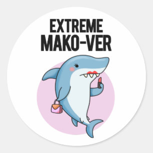 Extreme Mako-ver Grappige Mako Haaien Grap Ronde Sticker