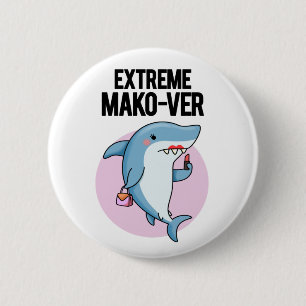 Extreme Mako-ver Grappige Mako Haaien Punt Ronde Button 5,7 Cm