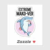 Extreme Mako-ver Grappige Mako Shark Pun Sticker (Vel)