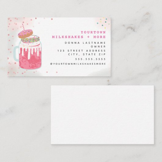 Extreme Milkshake Roze Donut Sprinkles Visitekaartje (Voorkant / Achterkant)