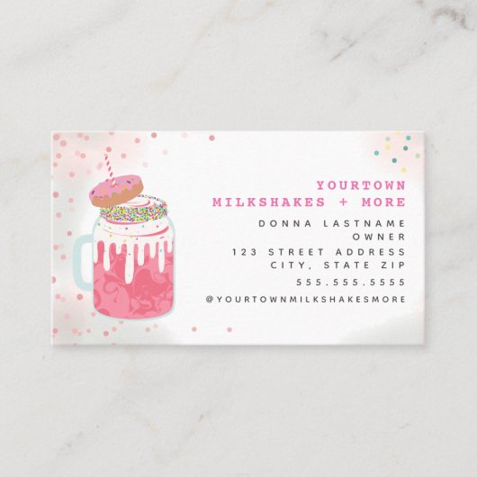 Extreme Milkshake Roze Donut Sprinkles Visitekaartje (Voorkant)