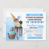 Extreme milkshakes ijs verjaardag bash blauw kaart (Voorkant)