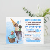 Extreme milkshakes ijs verjaardag bash blauw kaart (Staand voorkant)