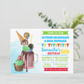 Extreme milkshakes ijs verjaardagsfeestje kaart (Staand voorkant)