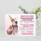 Extreme milkshakes ijs verjaardagsroze kaart (Staand voorkant)