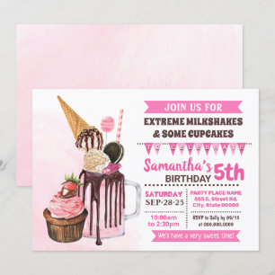 Extreme milkshakes ijs verjaardagsroze kaart