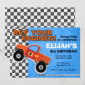 EXTREME Monster Truck Boys Birthday Party Kaart (Voorkant / Achterkant)