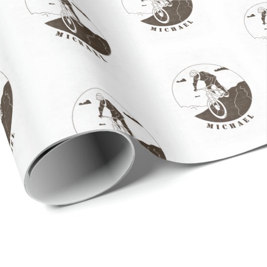Extreme Mountain Biking Sport Cyclist Name Cadeaupapier (Rol Hoek)