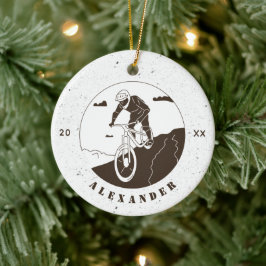 Extreme Mountain Biking Sport Cyclist Name Keramisch Ornament