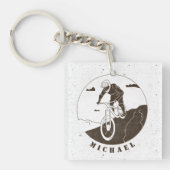 Extreme Mountain Biking Sport Cyclist Name Sleutelhanger (voorkant)