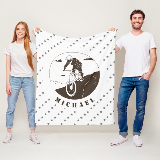 Extreme Mountain Biking Star Cyclist Name Fleece Deken (In situ)