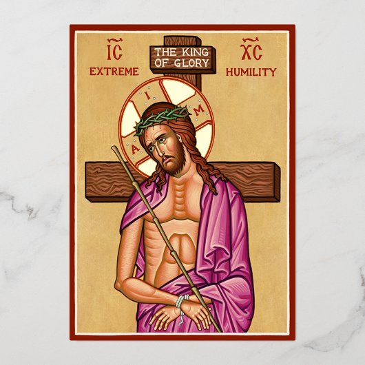 Extreme nederigheid folie feestdagenkaart (Voorkant)