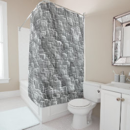 Extreme overlay-rommel van grijze reliëfkwadraten douchegordijn