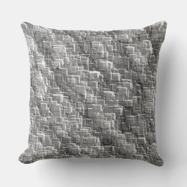 Extreme overlay-rommel van grijze reliëfkwadraten kussen