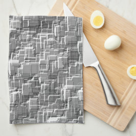 Extreme overlay-rommel van grijze reliëfkwadraten theedoek