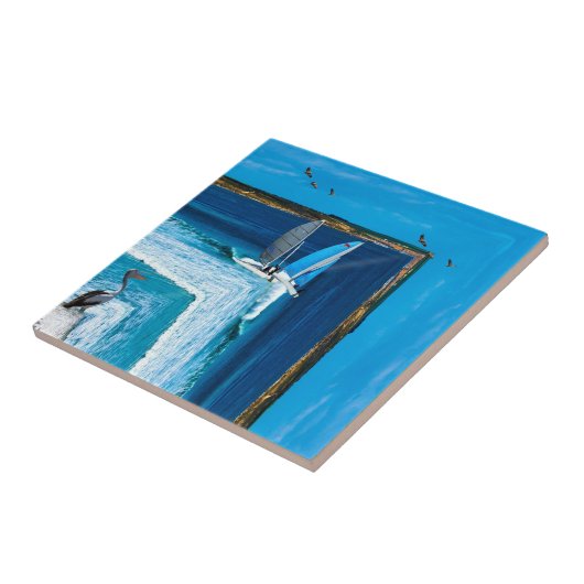 Extreme redding over de rand, tegeltje (Zijkant)