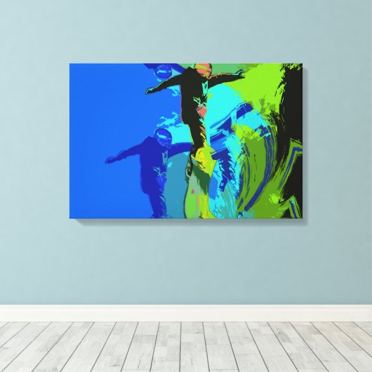 Extreme Riding - Snowboarders Canvas Afdruk (Insitu (Houten vloer))