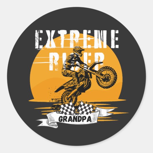 Extreme rijder opa ronde sticker (Voorkant)