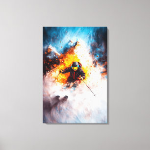Extreme Ski Afdaling - Dynamische Sport Kunst - Wi Canvas Afdruk