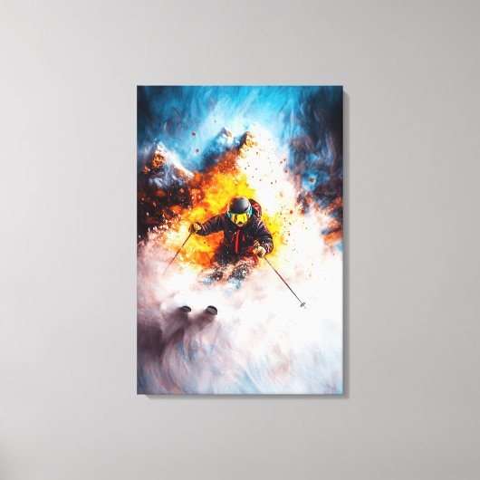 Extreme Ski Afdaling - Dynamische Sport Kunst - Wi Canvas Afdruk (Voorkant)
