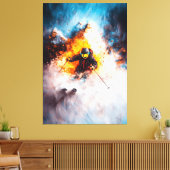 Extreme skiafdaling - Dynamische sportkunst - Wint Canvas Afdruk (Insitu (Woonkamer))