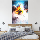 Extreme skiafdaling - Dynamische sportkunst - Wint Canvas Afdruk (Insitu (Slaapkamer))