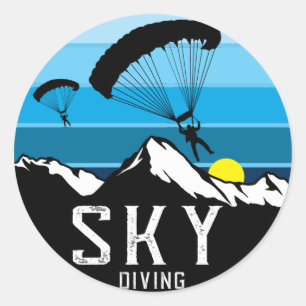 Extreme skydiving parachute sport klassieke ronde sticker