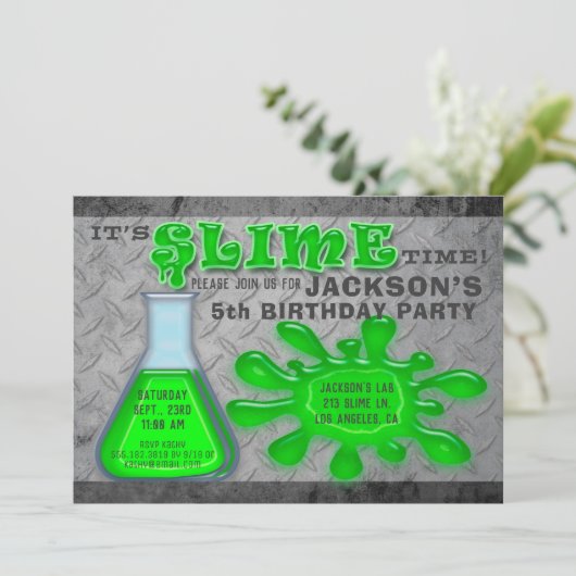 Extreme Slime Boy's Birthday Party Kaart (Staand voorkant)