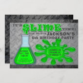 Extreme Slime Boy's Birthday Party Kaart (Voorkant / Achterkant)