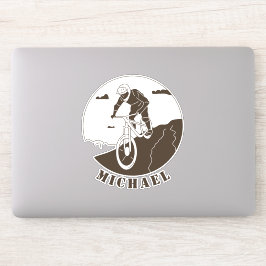 Extreme Sport Mountain Biking Cyclist Name Sticker