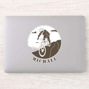 Extreme Sport Mountain Biking Cyclist Name Sticker