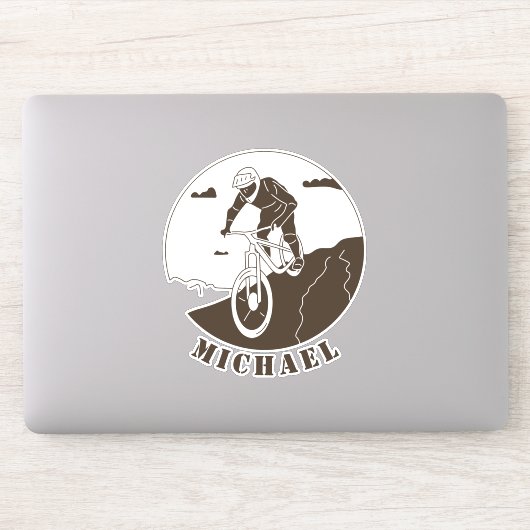 Extreme Sport Mountain Biking Cyclist Name Sticker (Computer)
