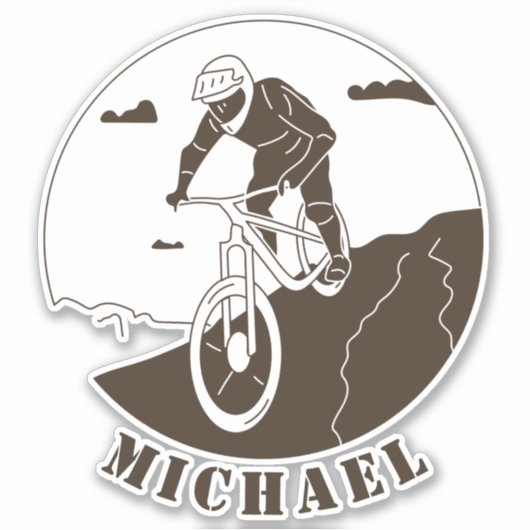 Extreme Sport Mountain Biking Cyclist Name Sticker (Voorkant)