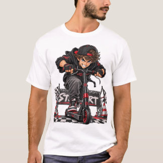 Extreme stunt scooter race anime streetwear t-shirt