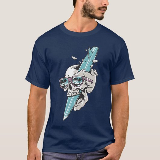 Extreme Surf Skull Surfing Summer Beach Shirt Gift (Voorkant)