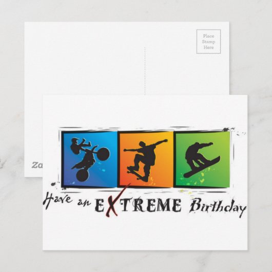 Extreme verjaardag briefkaart (Voorkant / Achterkant)