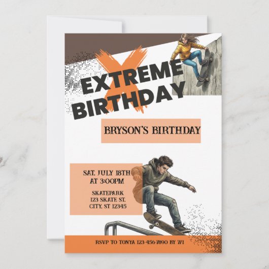Extreme Verjaardag Skateboard Kaart (Voorkant)
