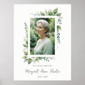 Exuberant Flower & Foliage Frame Funeral Photo Poster (Voorkant)