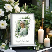 Exuberant Flower & Foliage Frame Funeral Photo Poster