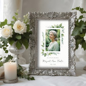 Exuberant Flower & Foliage Frame Funeral Photo Poster