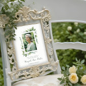 Exuberant Flower & Foliage Frame Funeral Photo Poster