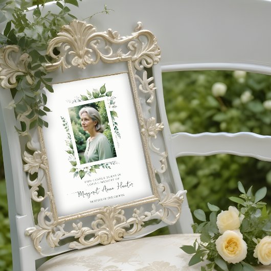 Exuberant Flower & Foliage Frame Funeral Photo Poster