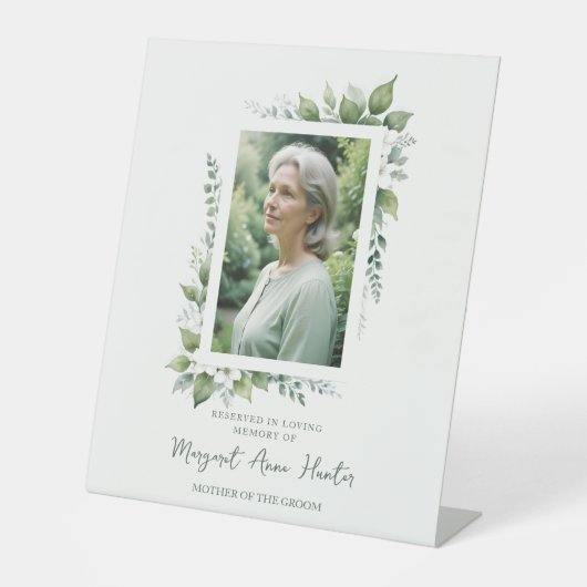 Exuberant Flower & Foliage Frame Wedding Memorial  Reclamebord Met Voetstuk (Voorkant)