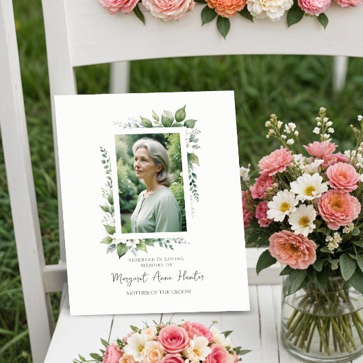 Exuberant Flower & Foliage Frame Wedding Memorial  Reclamebord Met Voetstuk