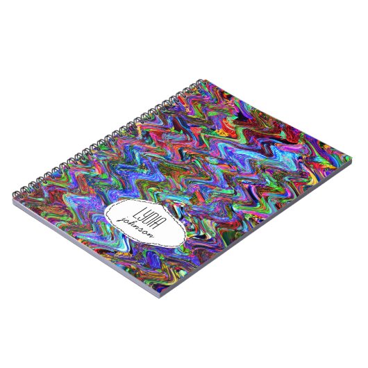 Exuberant Gepersonaliseerd Kleur Zigzag Abstract Notitieboek (Linkerzijde)