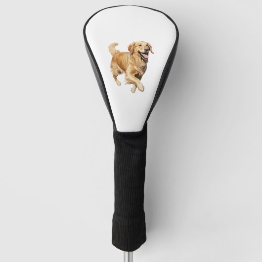 Exuberant Golden Retriever Playtime - Dynamische H Golfheadcover (Voorkant)