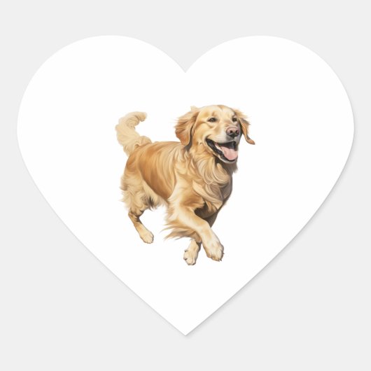 Exuberant Golden Retriever Playtime - Dynamische H Hart Sticker (Voorkant)